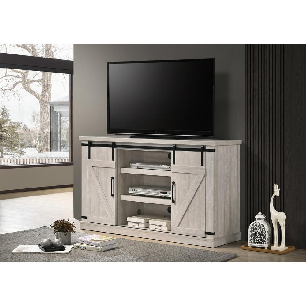 Asher Dusty Gray 54" Wide TV Stand with Sliding Doors and Cable Management. Picture 4