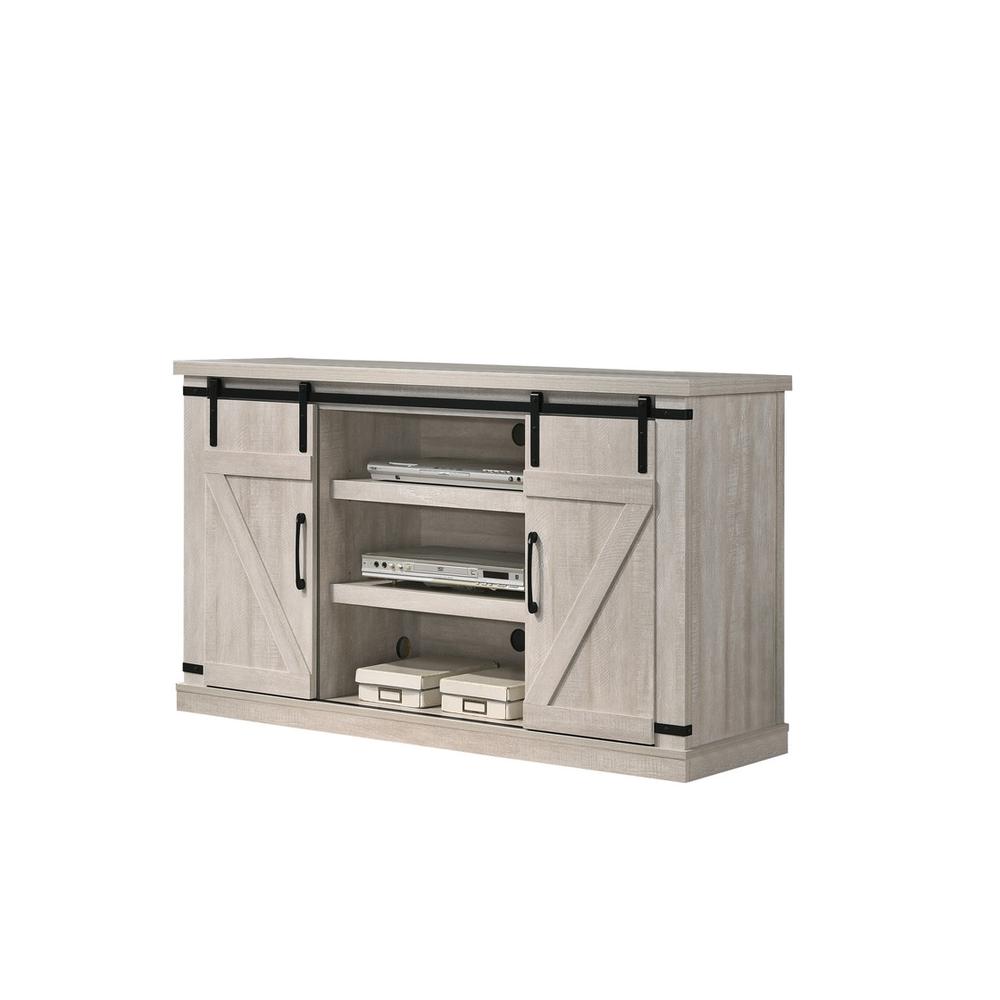 Asher Dusty Gray 54" Wide TV Stand with Sliding Doors and Cable Management. Picture 1