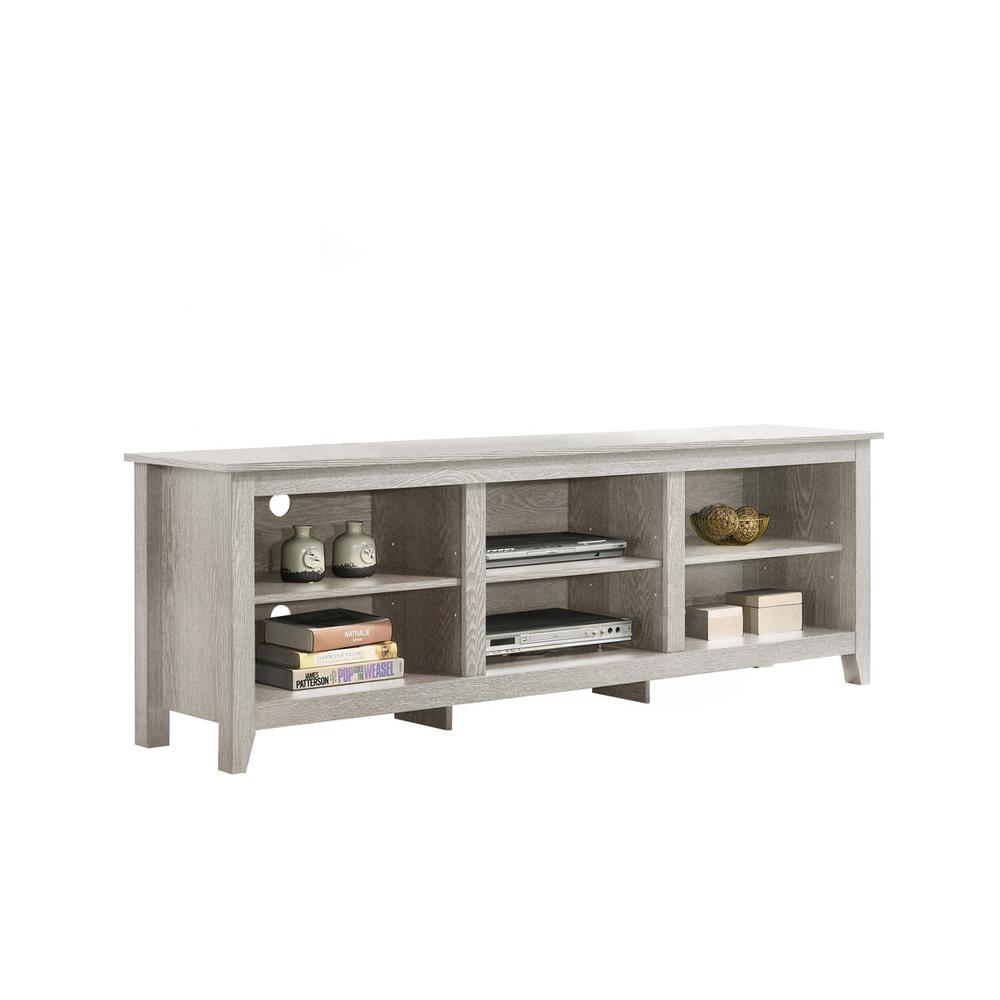 Benito Dusty Gray 70" Wide TV Stand with Open Shelves and Cable Management. Picture 1