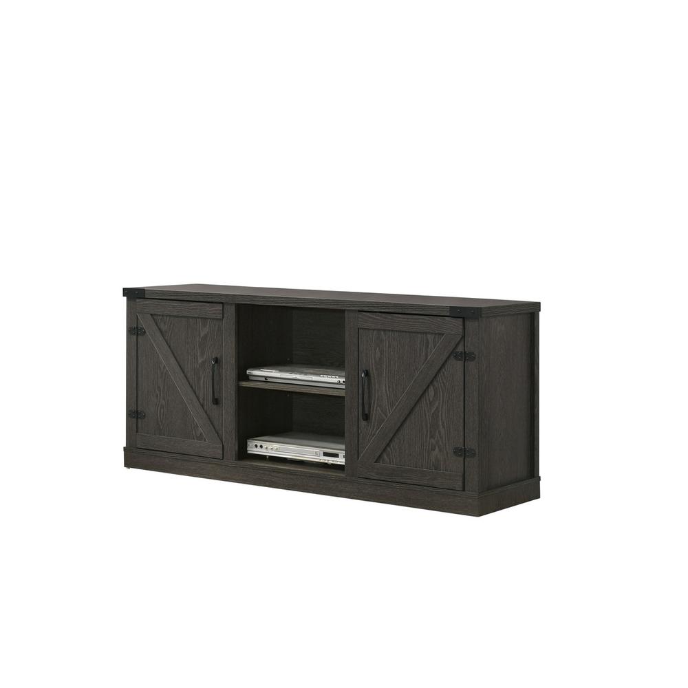 Salma Dark Gray 58" Wide TV Stand with 2 Open Shelves and 2 Cabinets. Picture 1
