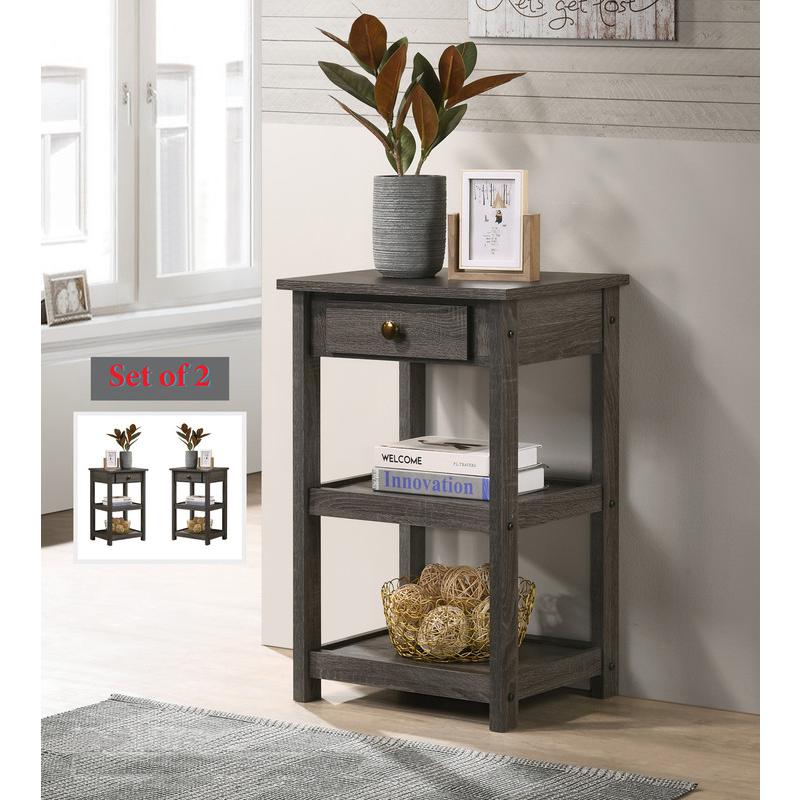 Arine Set of 2 Gray Console Table with Drawer and Shelves. Picture 4
