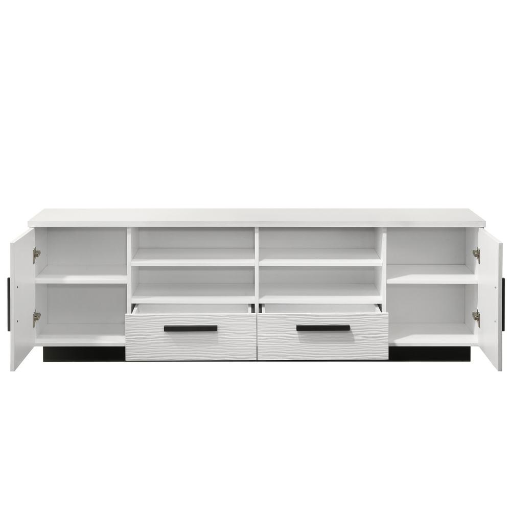 Matilda 70.5"W White Finish TV Stand with Drawers. Picture 2