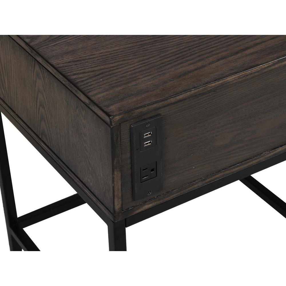 Ava Espresso MDF End Table with Charging Ports and Metal Base. Picture 4