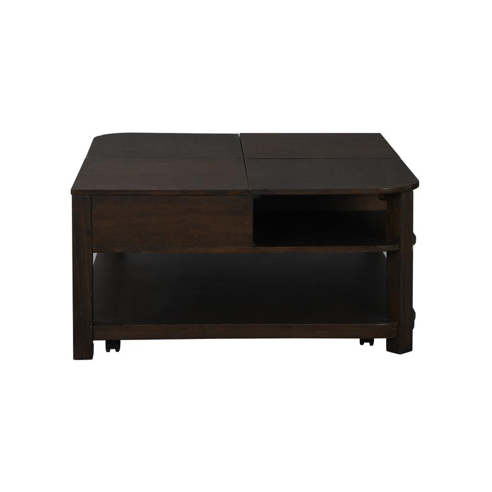 Flora Dark Brown MDF Lift Top Coffee Table with Shelves. Picture 3