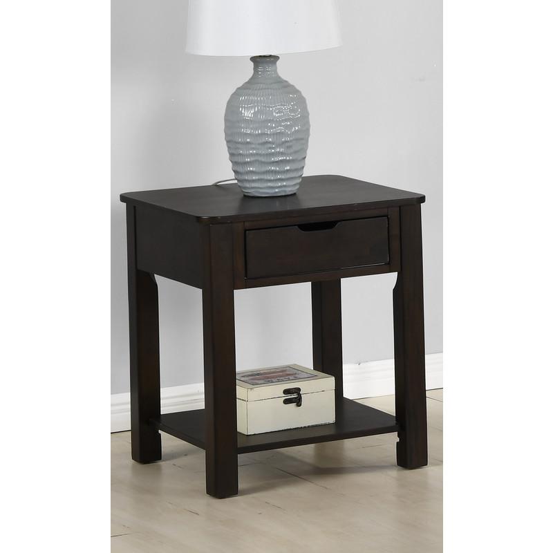 Flora Dark Brown MDF End Table with Drawer. Picture 6