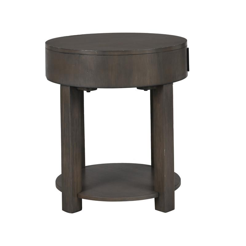 Jonah Light Brown MDF End Table with USB Ports. Picture 3