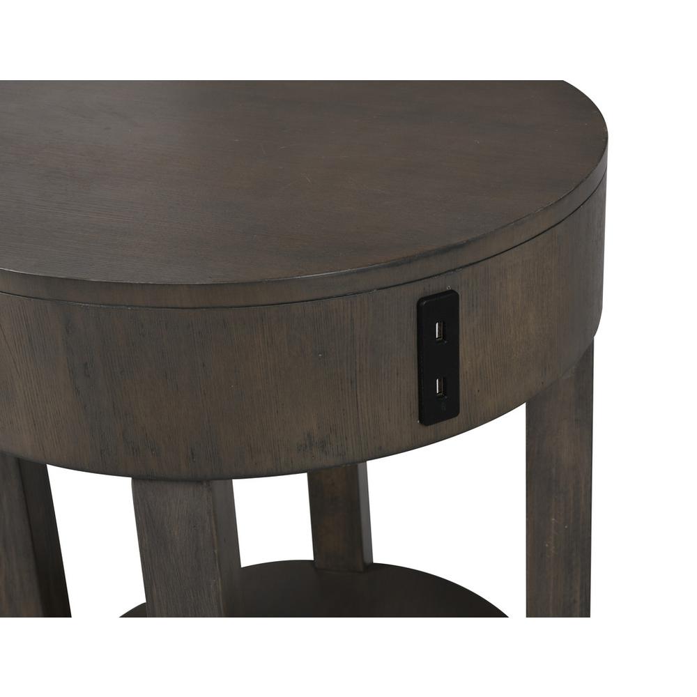 Jonah Light Brown MDF End Table with USB Ports. Picture 3