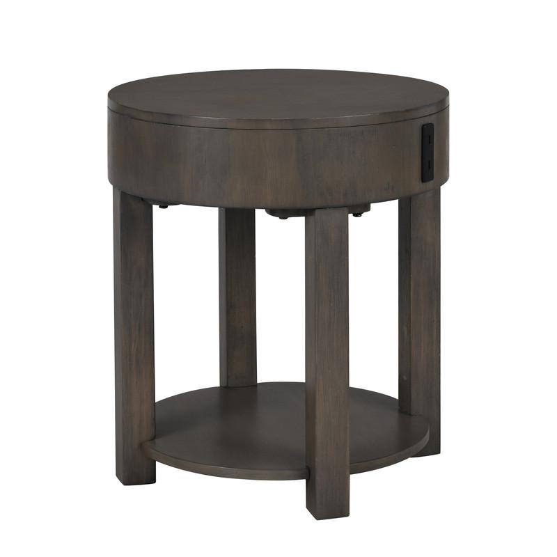 Jonah Light Brown MDF End Table with USB Ports. Picture 2