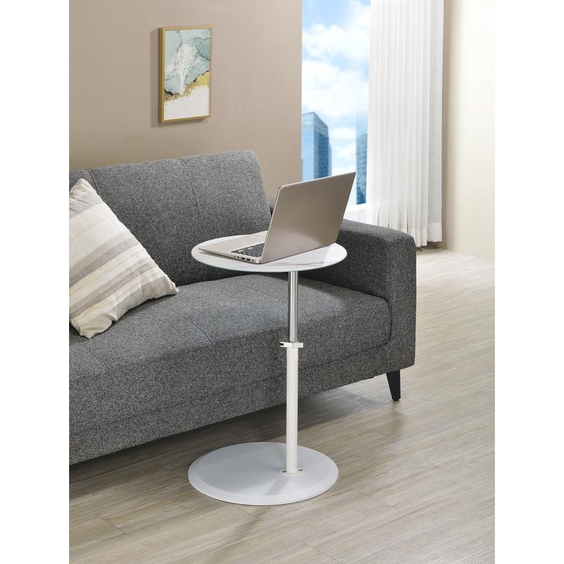 Orbit End Table with Height Adjustable White Marble Textured Top. Picture 4