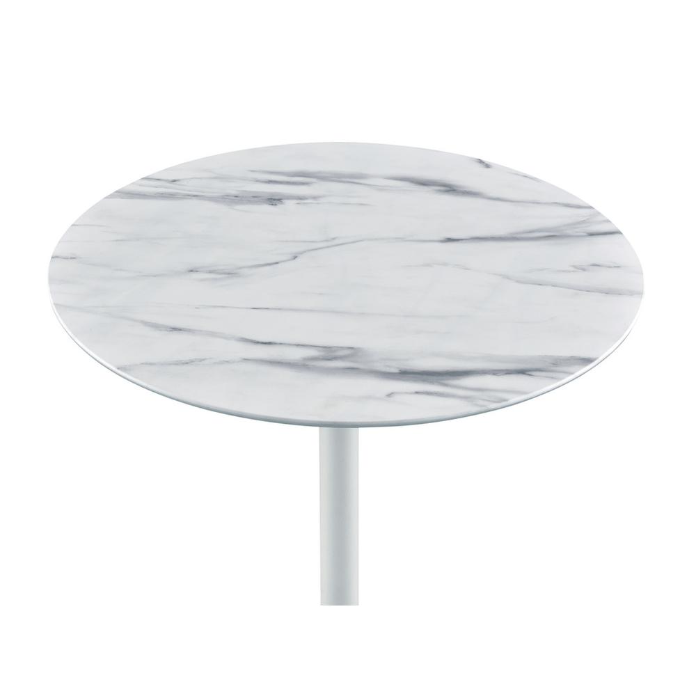 Orbit End Table with Height Adjustable White Marble Textured Top. Picture 3