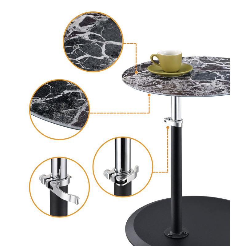 Orbit End Table with Height Adjustable Black Marble Textured Top. Picture 5