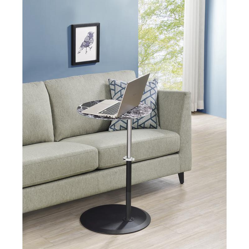 Orbit End Table with Height Adjustable Black Marble Textured Top. Picture 4