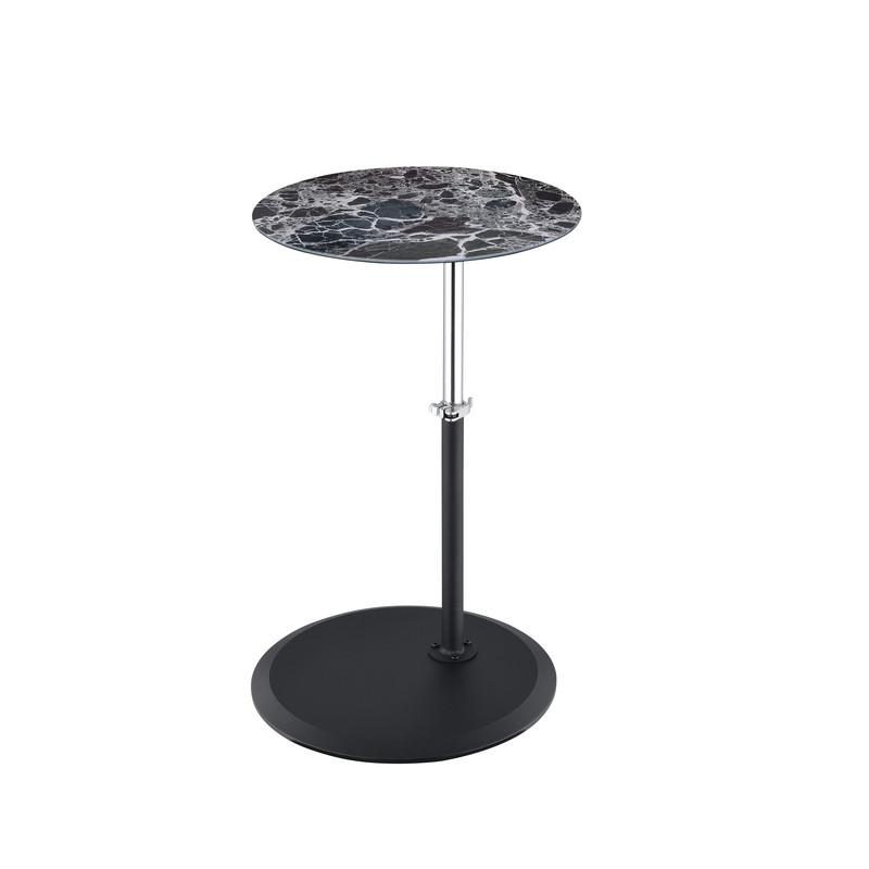 Orbit End Table with Height Adjustable Black Marble Textured Top. Picture 1