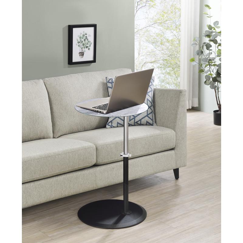 Orbit End Table with Height Adjustable Gray Marble Textured Top. Picture 1