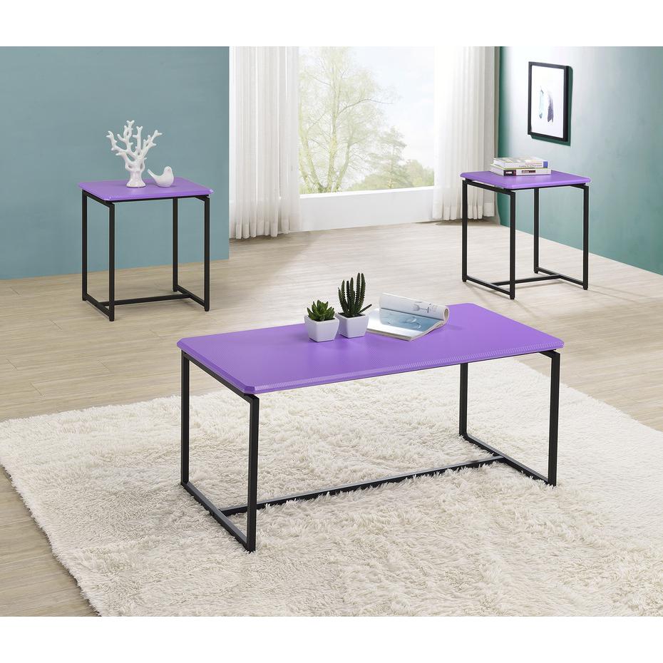 GT 3 Piece Violet Carbon Fiber Wrap Coffee Table and End Table Set. Picture 4