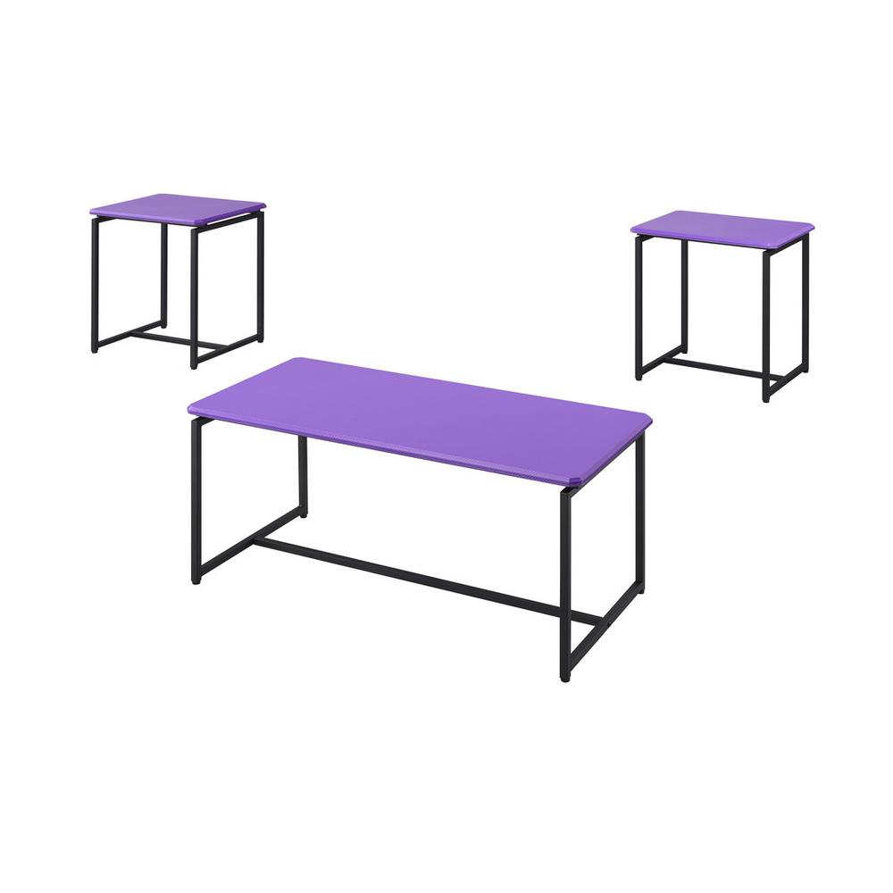 GT 3 Piece Violet Carbon Fiber Wrap Coffee Table and End Table Set. Picture 1