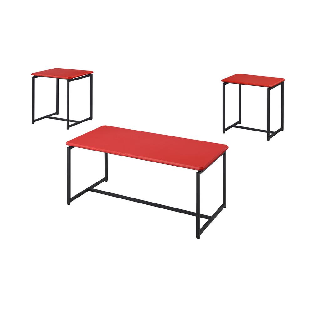 GT 3 Piece Red Carbon Fiber Wrap Coffee Table and End Table Set. Picture 2