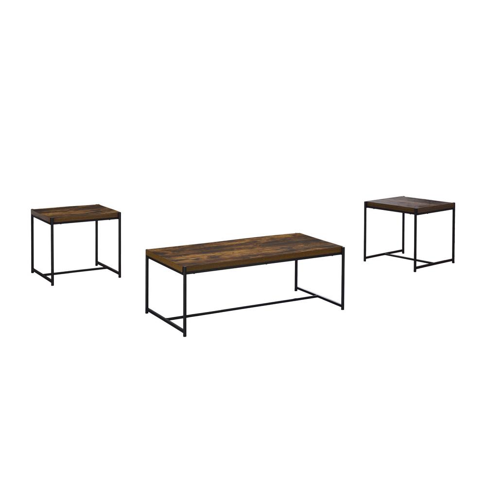 Lennox 3 Piece Brown Coffee and End Table Set. Picture 1