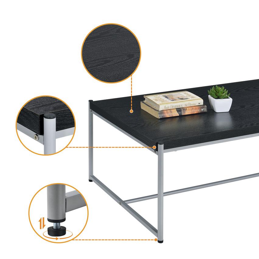 Lennox 3 Piece Black Coffee and End Table Set. Picture 5