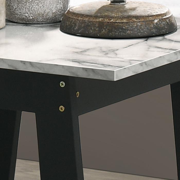 Kenzo Black End Table with Marble Top Finish. Picture 2