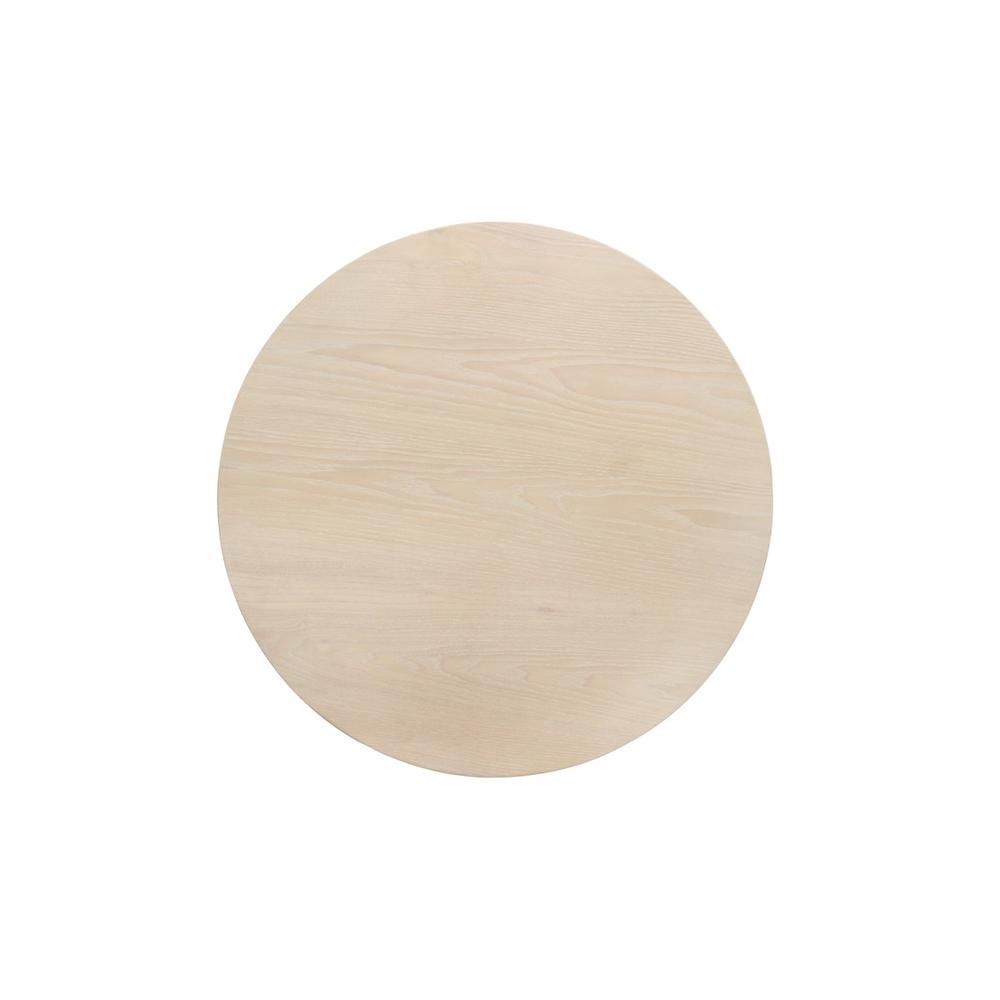 Neroli Oak White 24" Contemporary Round Side Table with Black Metal Base. Picture 3