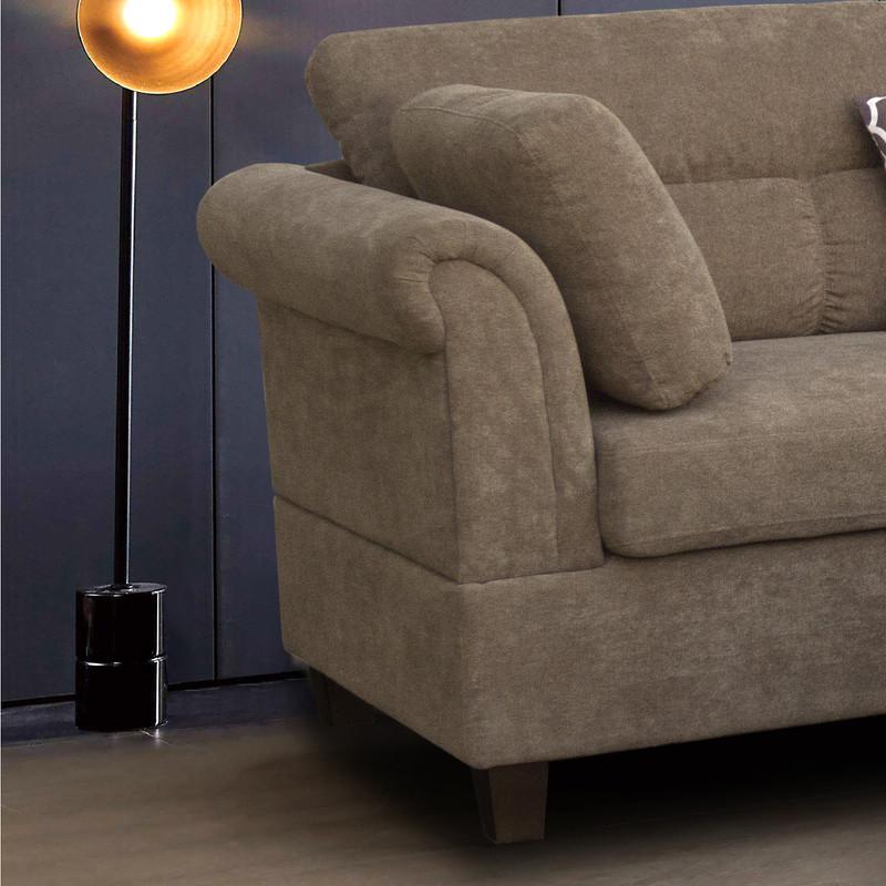 Fabric Sectional Sofa with Right Facing Chaise, Storage Ottoman. Picture 3