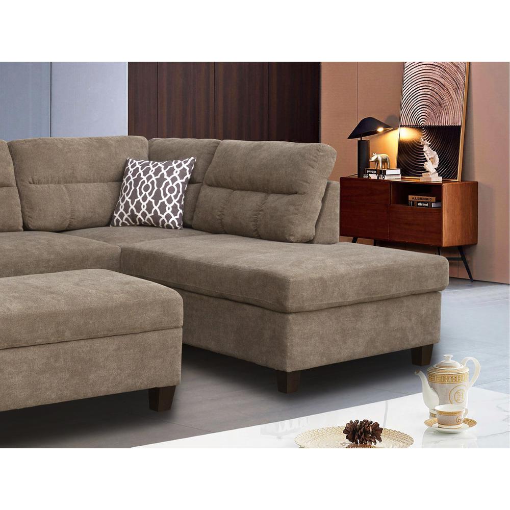 Fabric Sectional Sofa with Right Facing Chaise, Storage Ottoman. Picture 5
