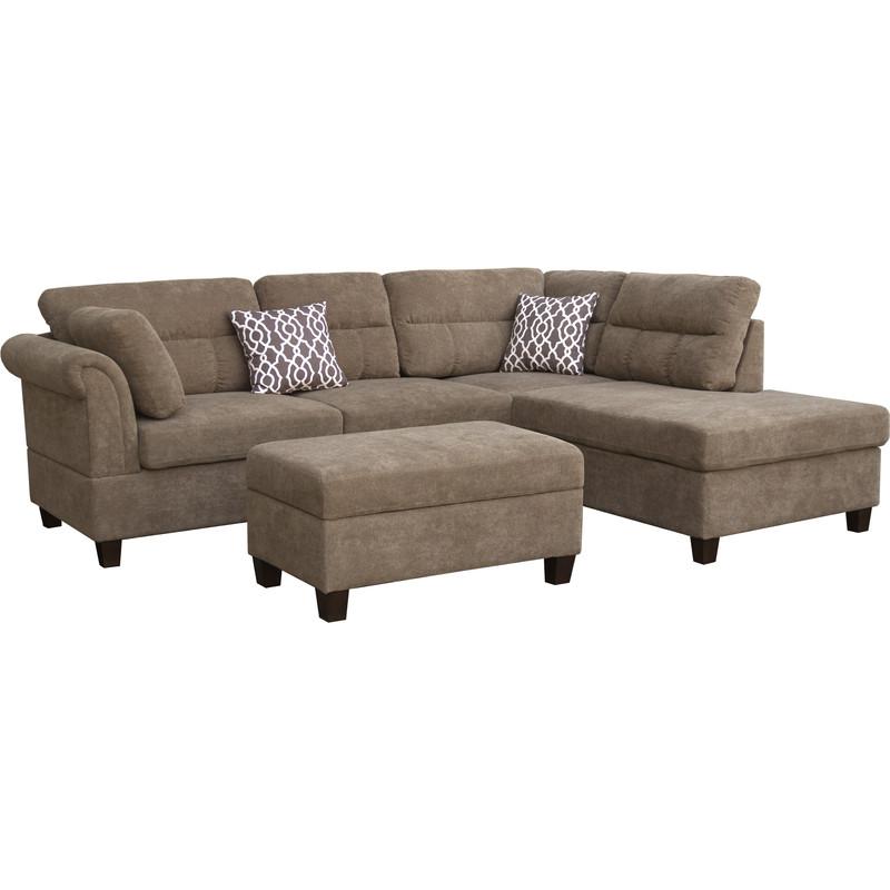 Fabric Sectional Sofa with Right Facing Chaise, Storage Ottoman. Picture 1