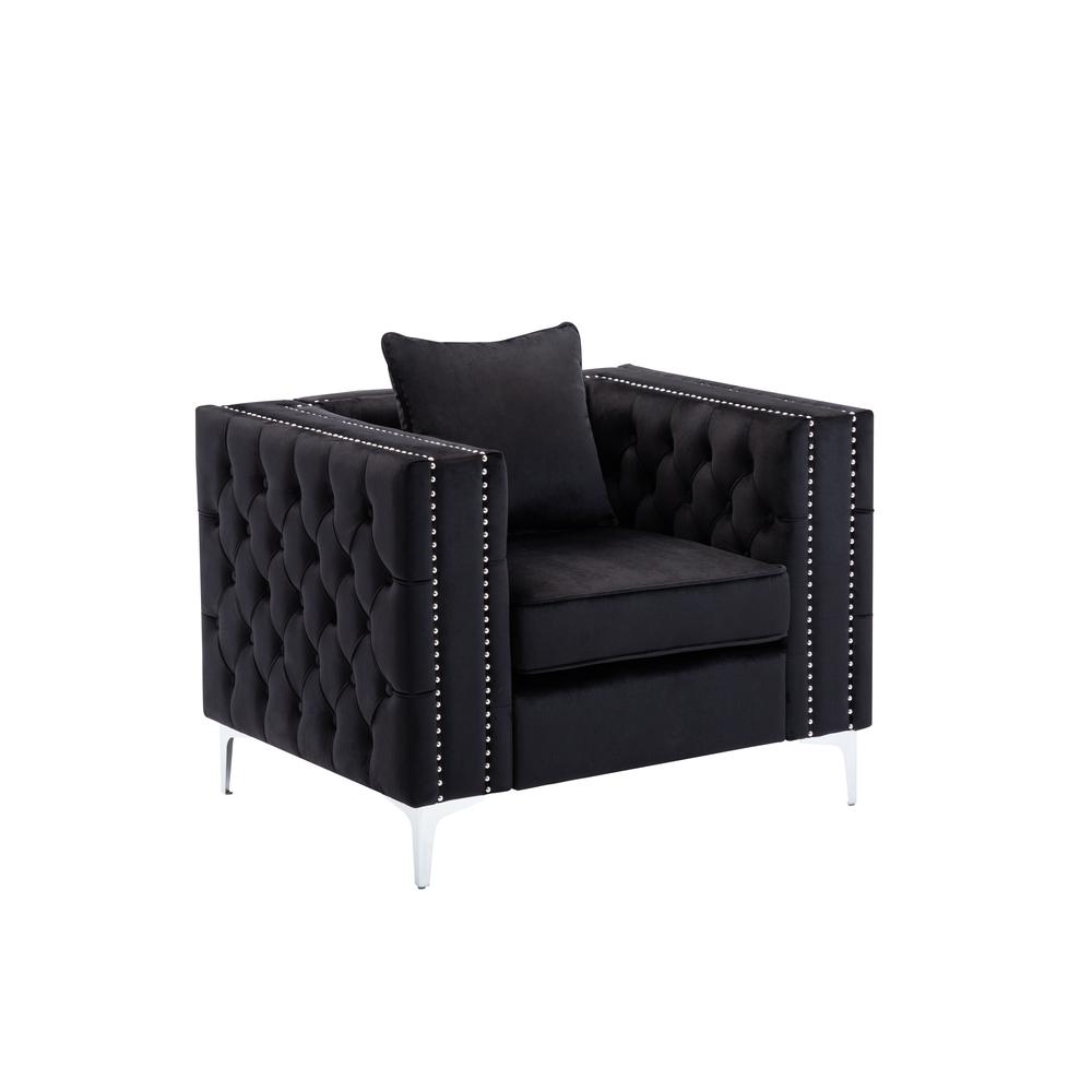 Lorreto Black Velvet Sofa. Picture 3