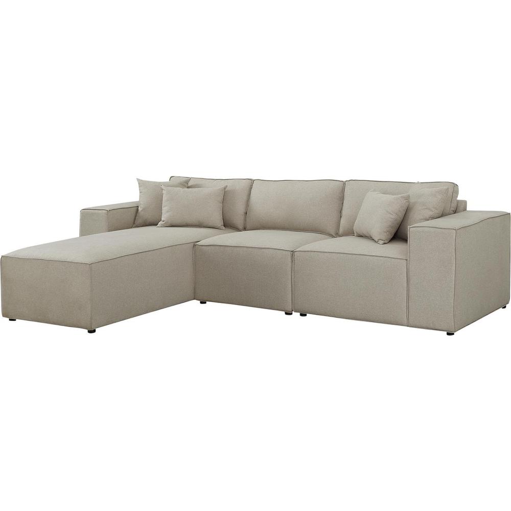 LILOLA Harvey Sofa with Reversible Chaise in Beige Linen. Picture 1