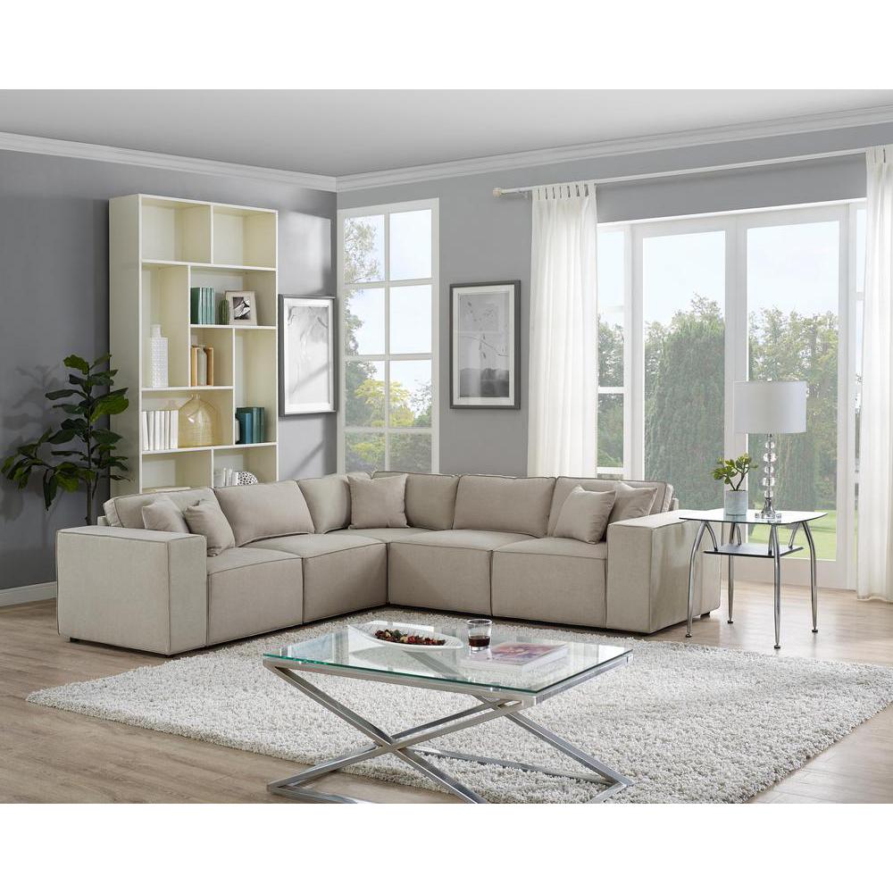 LILOLA Jenson Modular Sectional Sofa in Beige Linen. Picture 2