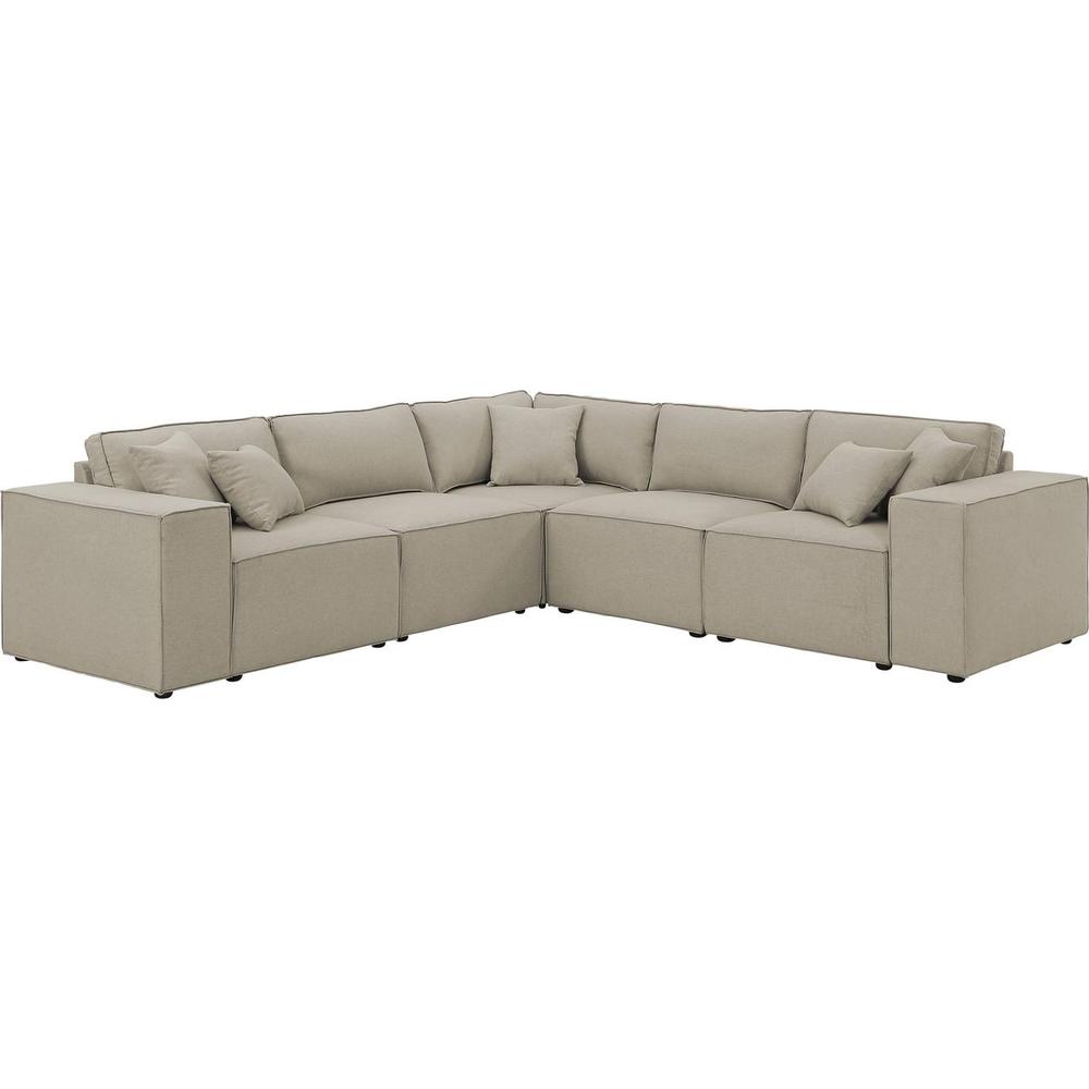 LILOLA Jenson Modular Sectional Sofa in Beige Linen. Picture 1