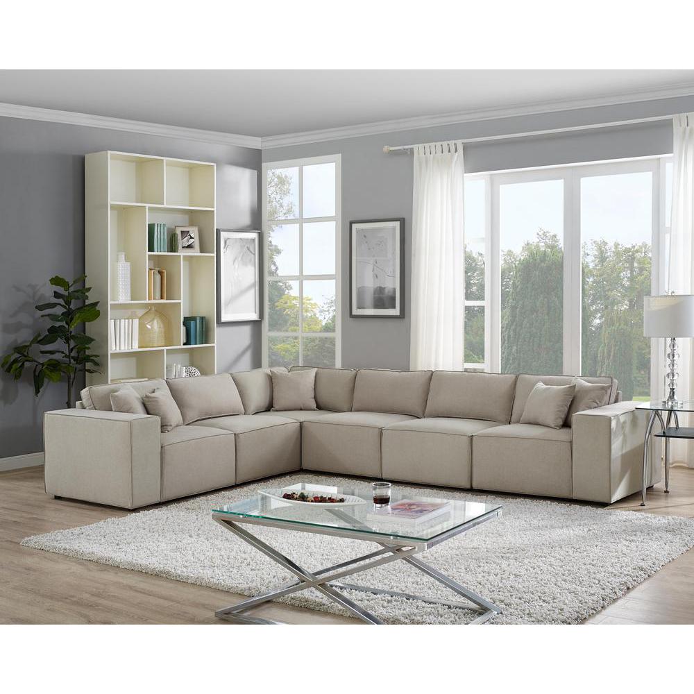 LILOLA Janelle Modular Sectional Sofa in Beige Linen. Picture 2