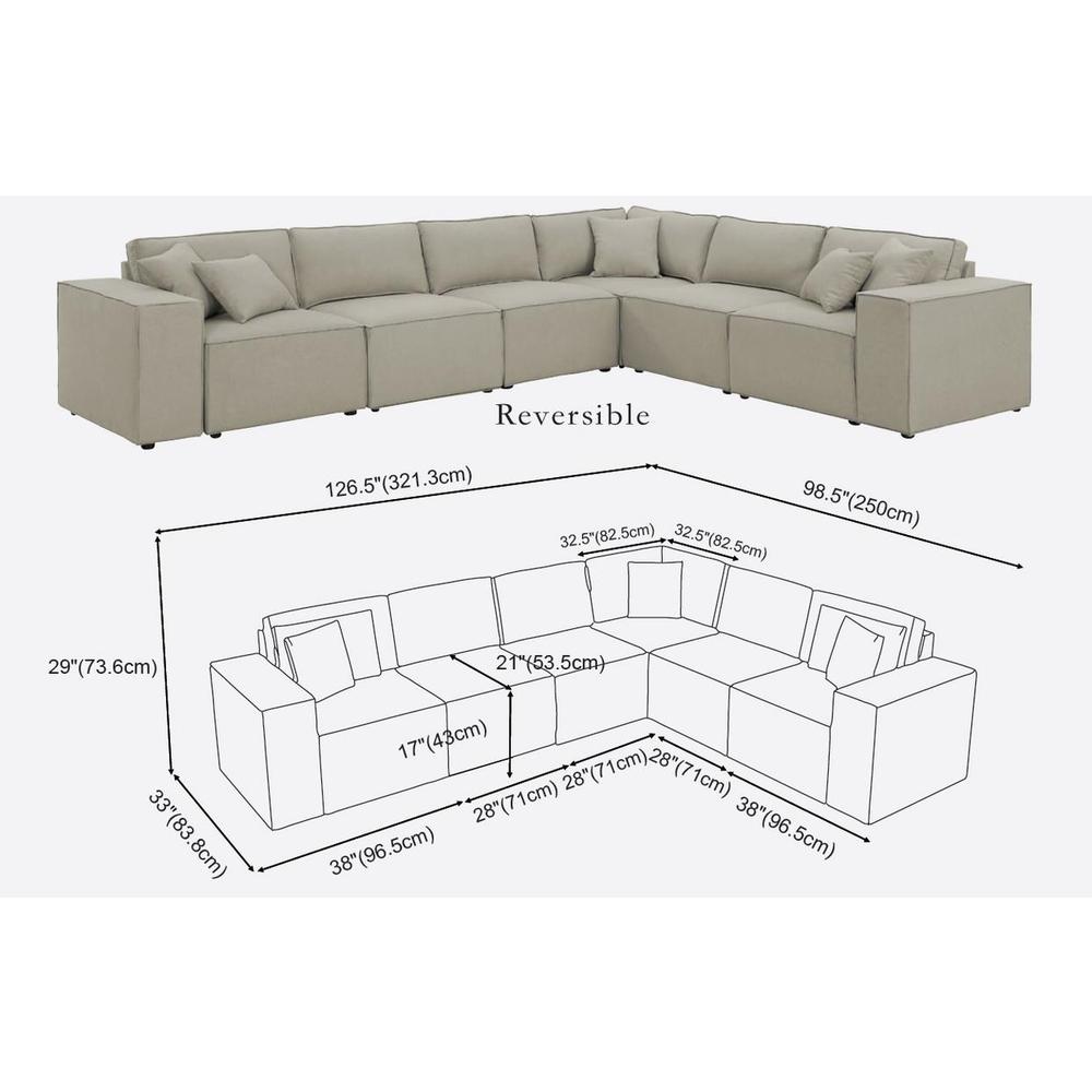 LILOLA Janelle Modular Sectional Sofa in Beige Linen. Picture 3