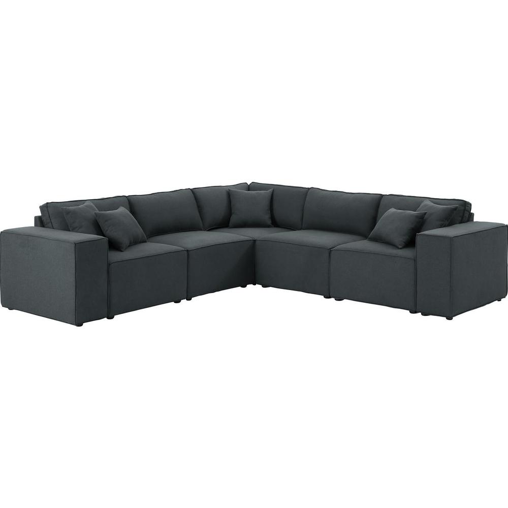LILOLA Jenson Modular Sectional Sofa in Dark Gray Linen. Picture 1