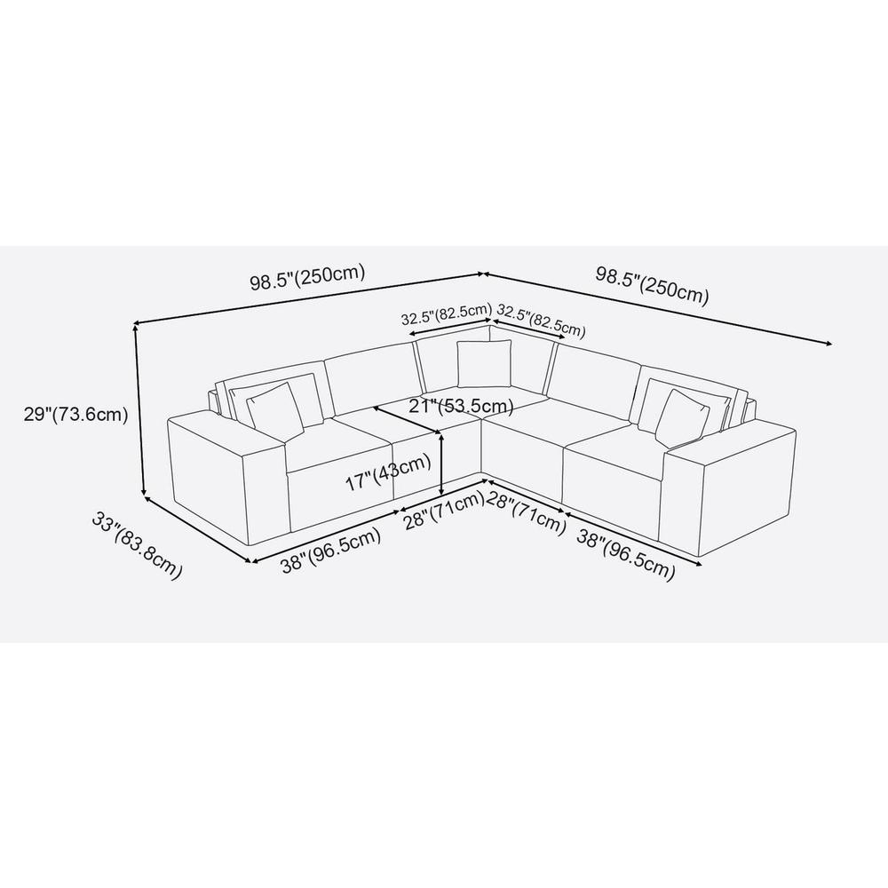 LILOLA Jenson Modular Sectional Sofa in Dark Gray Linen. Picture 3