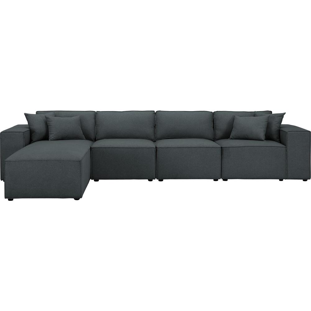 LILOLA Ermont Sofa with Reversible Chaise in Dark Gray Linen. The main picture.