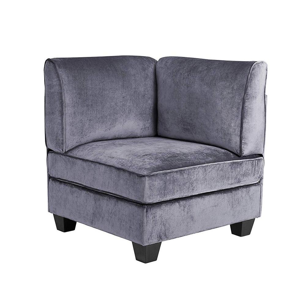 Zelmira Gray Velvet 7Pc Modular Sectional Sofa. Picture 2