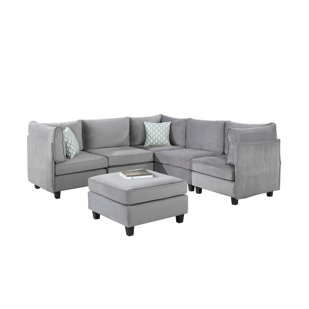 Zelmira Gray Velvet 6Pc Modular Sectional Sofa. The main picture.