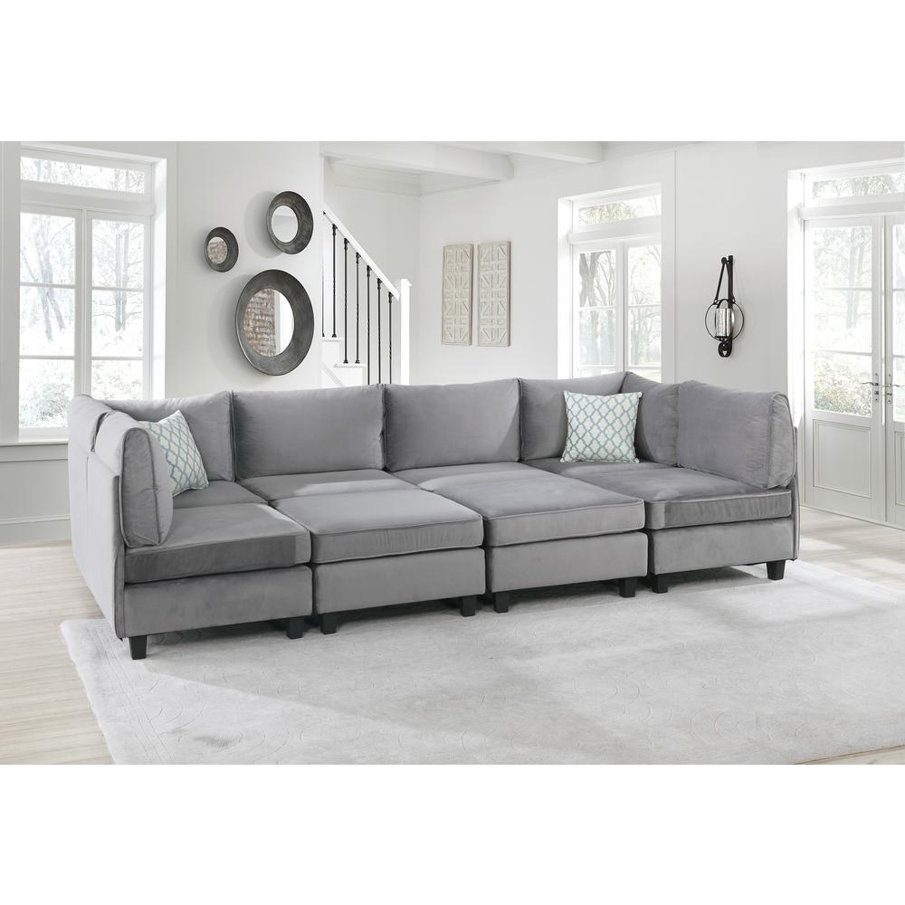 Simona Gray Velvet 8Pc Modular Sectional Sofa. Picture 5