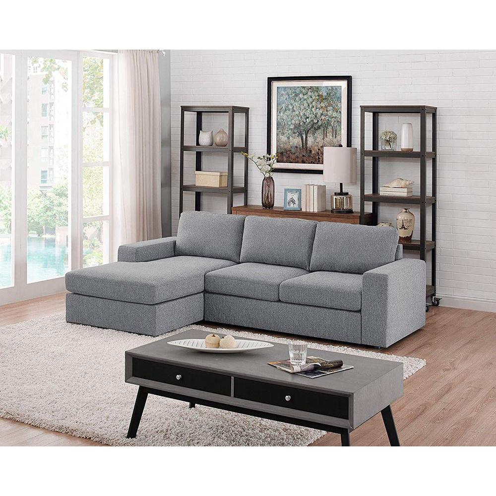 Newlyn Light Gray Linen Reversible Sectional Sofa Chaise. Picture 1