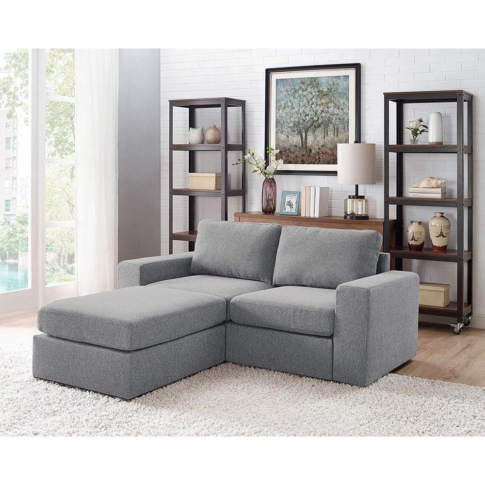 Arroyo Light Gray Linen Reversible Loveseat Chaise. Picture 1