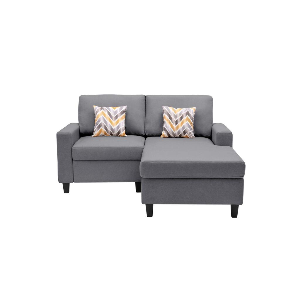 Nolan Gray Linen Fabric 2-Seater Reversible Sofa Chaise with Pillows and Interchangeable Legs. Picture 6
