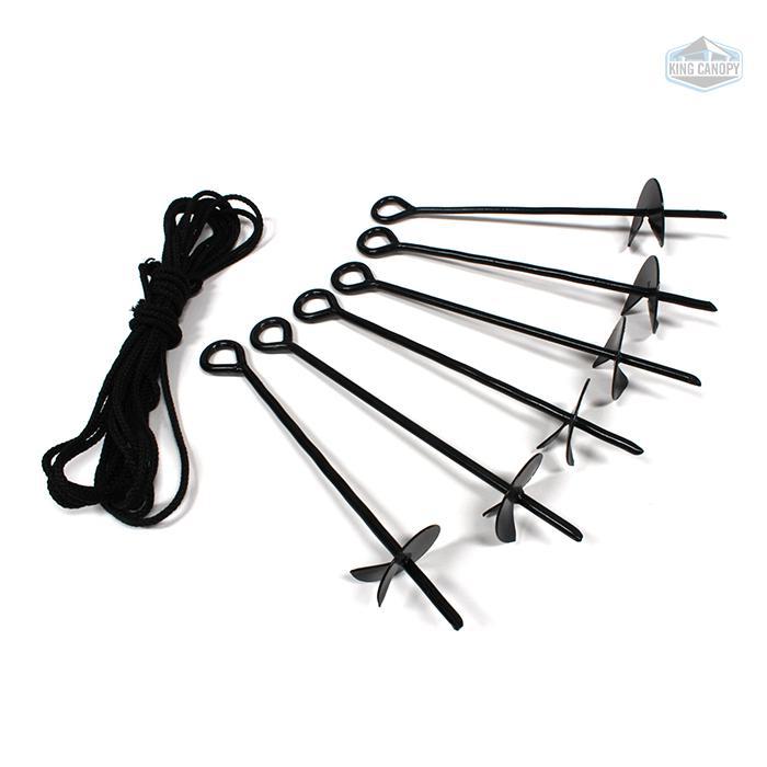 King Canopy 6-Piece Anchor Kit,15-inch Auger Style w/Rope, Black, A6200. Picture 1