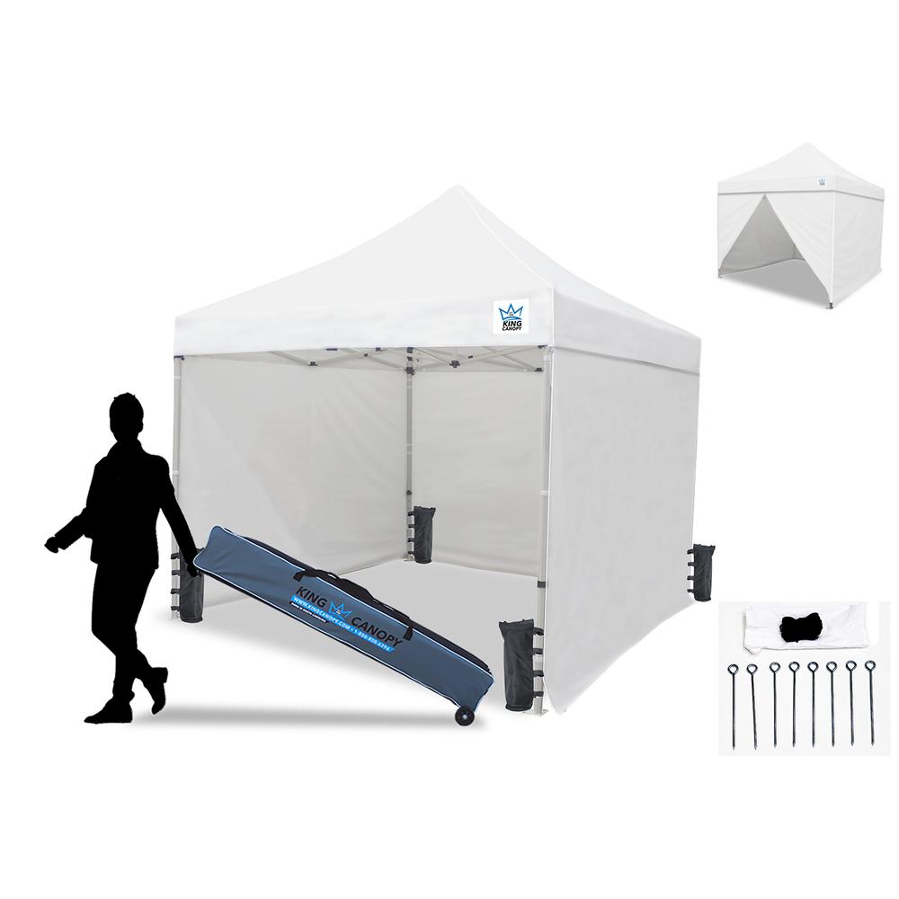 10-Feet Commercial Instant Pop up Canopy w/ 3 Solid Sides,1 Zippered Door. Picture 1