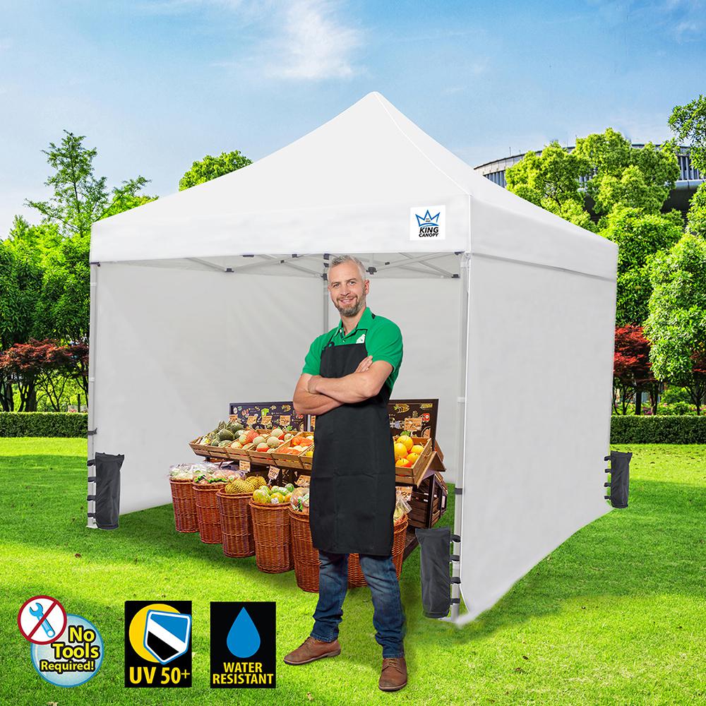 10-Feet Commercial Instant Pop up Canopy w/ 3 Solid Sides,1 Zippered Door. Picture 2