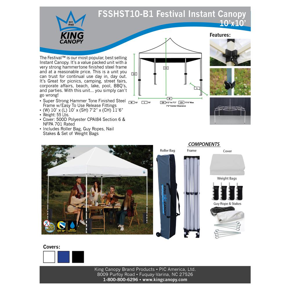 10-Feet Instant Pop up Canopy with Weight Bags,Guy Ropes and Stakes. Picture 8