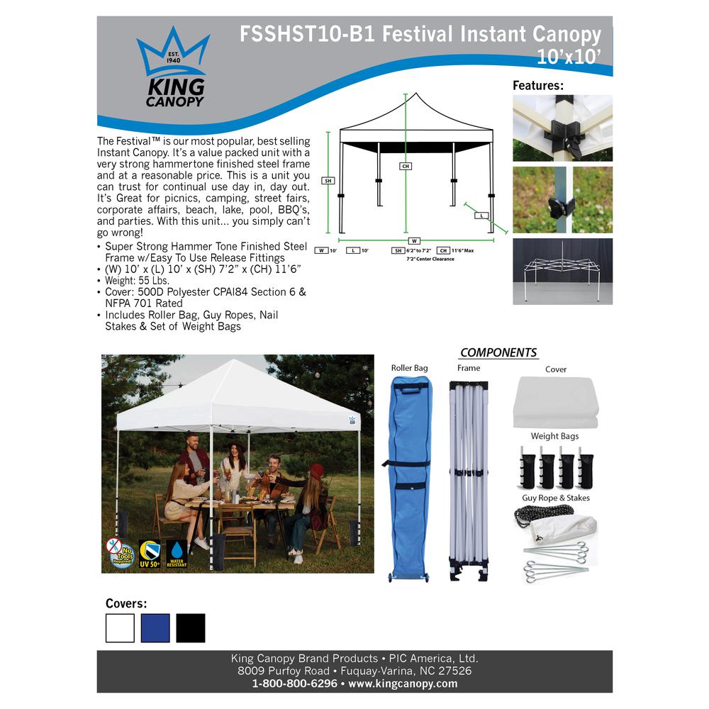 10-Feet Instant Pop up Canopy with Weight Bags, Guy Ropes and Stakes. Picture 9