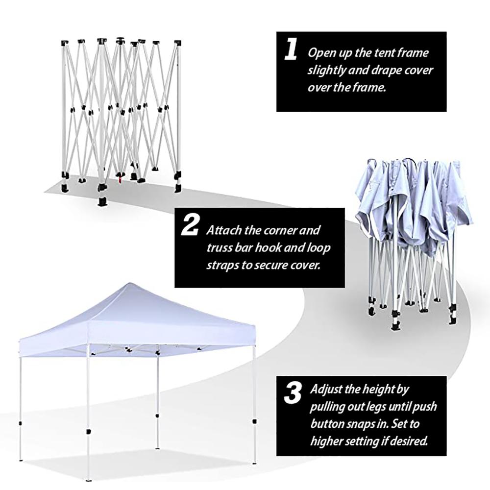 10-Feet Instant Pop up Canopy with Weight Bags , 1-Inch Steel Frame, White. Picture 4