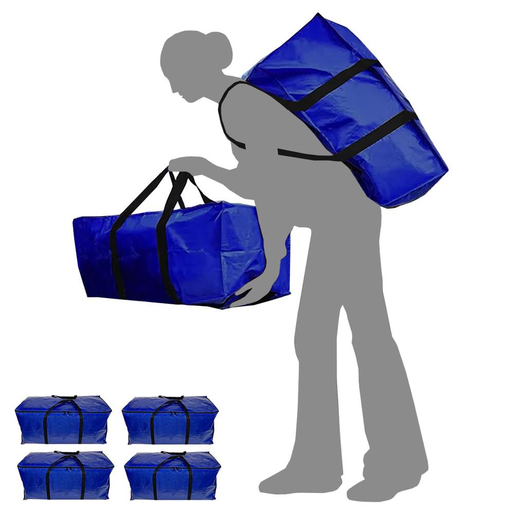 4 Pack Extra Large Moving Bags with Zippers & Carrying Handles. Picture 1
